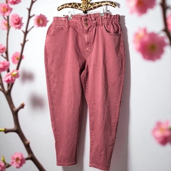 AVA & VIV elastic ruffle waist jeans stretch Very high rise Plus Size 22W - Picture 1 of 16